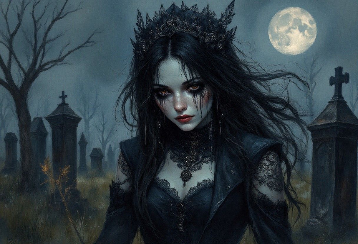 Goth Girl in Cemetary