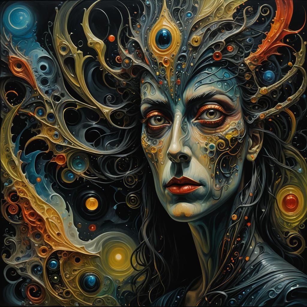 painting on an easel, a pitch black Je me souviens des mouvements hésitants de mes 
rêves/hold tight,professional photography deep colour,...