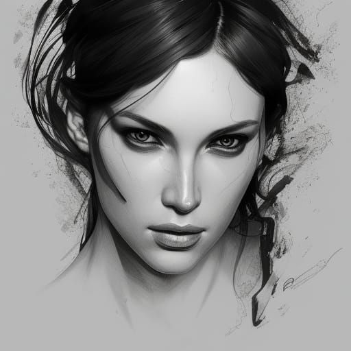 Black and white Sketch of woman - AI Generated Artwork - NightCafe Creator