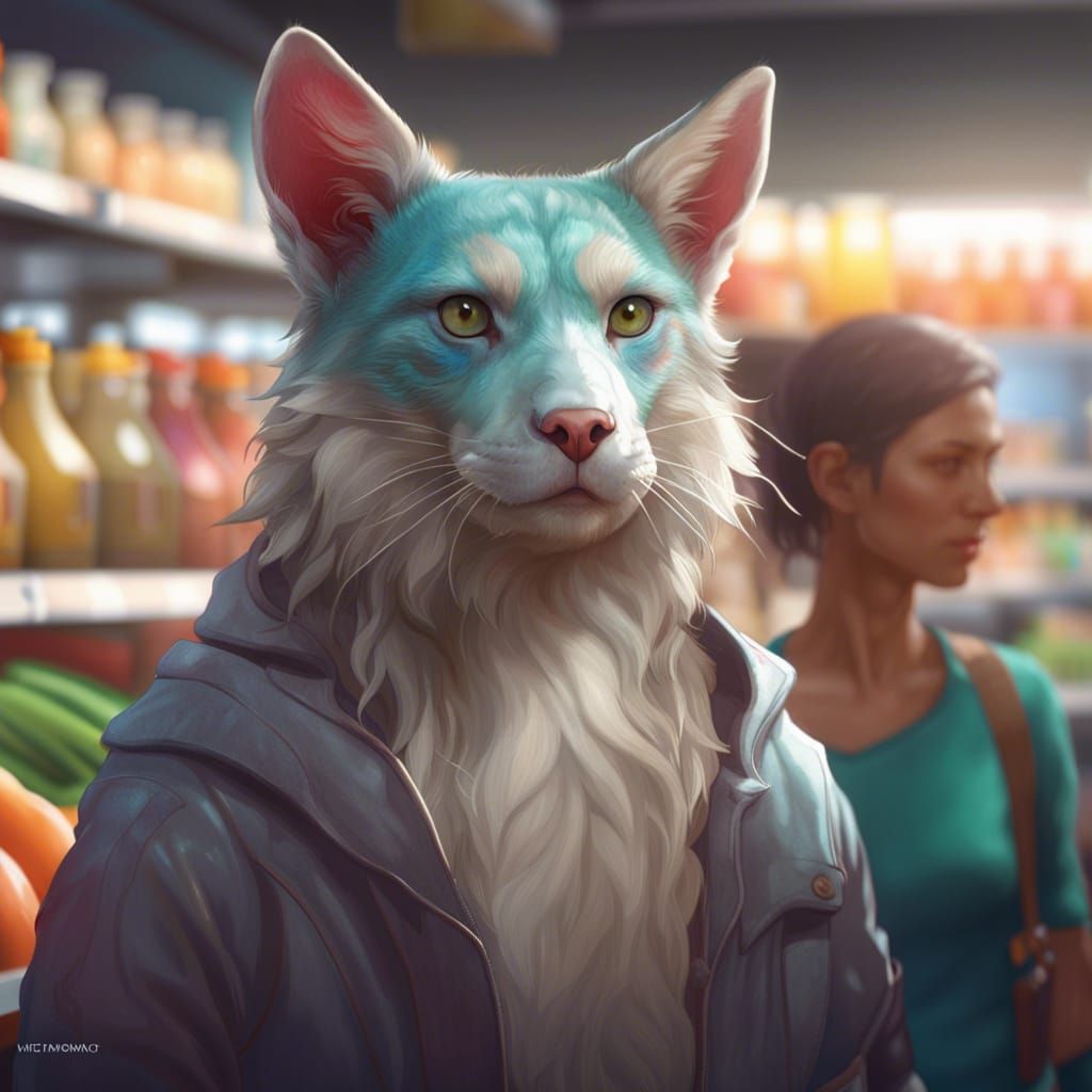 Animal Supermarket Portrait in Art Nouveau Style