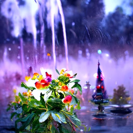 flowers dancing in the rain
