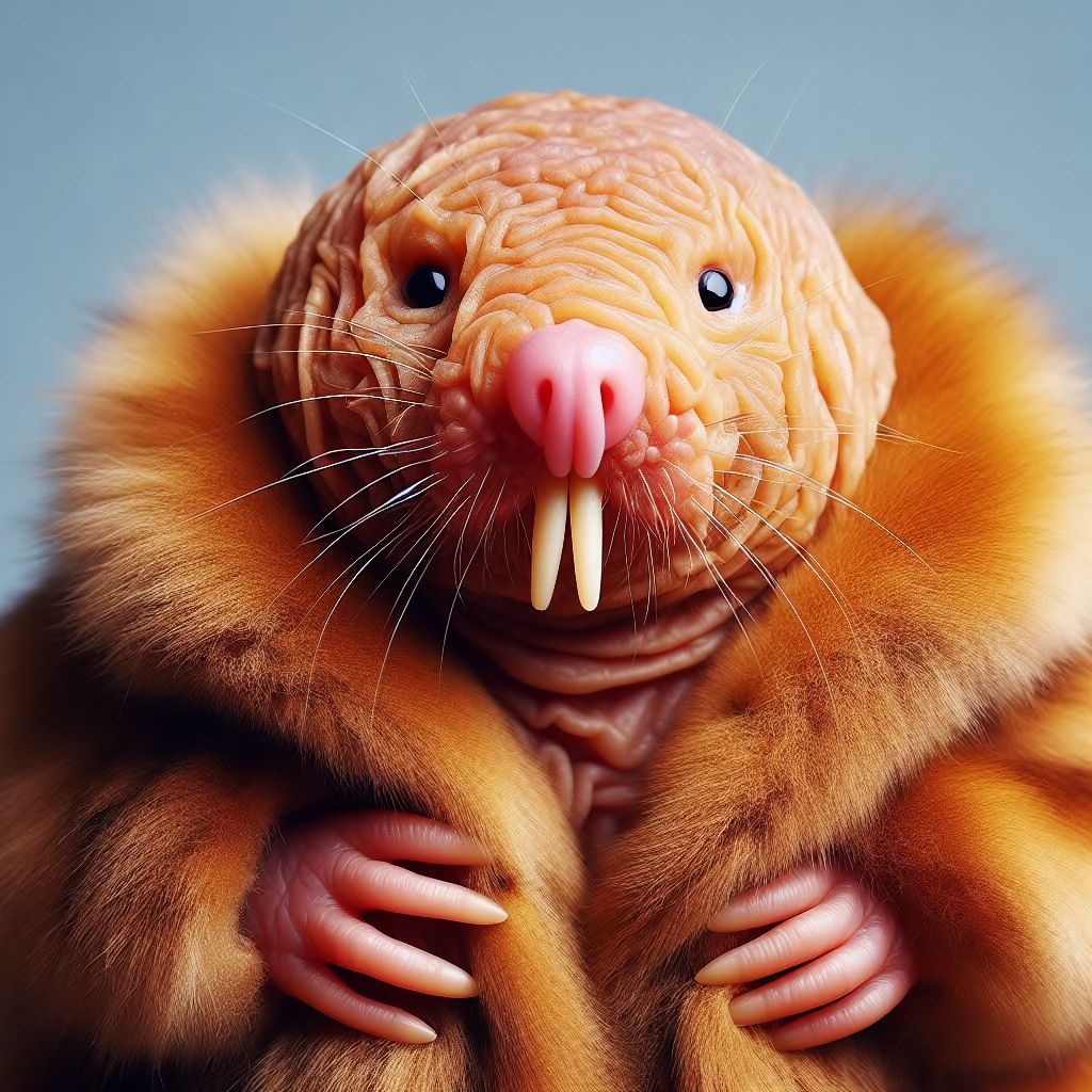 Naked-Mole-Rat in a Fake Fur Coat - AI Generated Artwork - NightCafe Creator