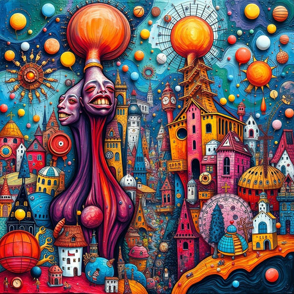 Surreal Neo-Expressionist Landscape with Intricate Details