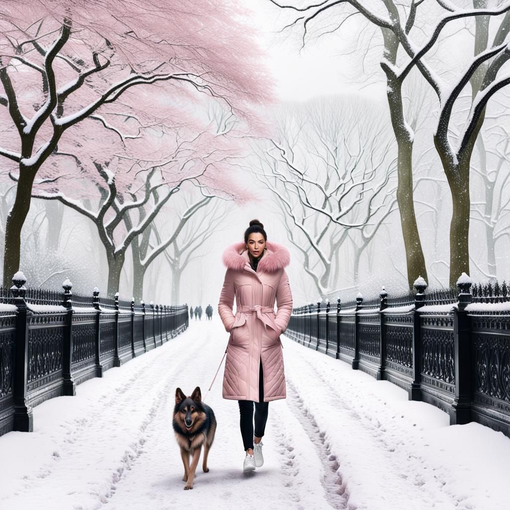 Lisa Herrera giving Queen a winter walk