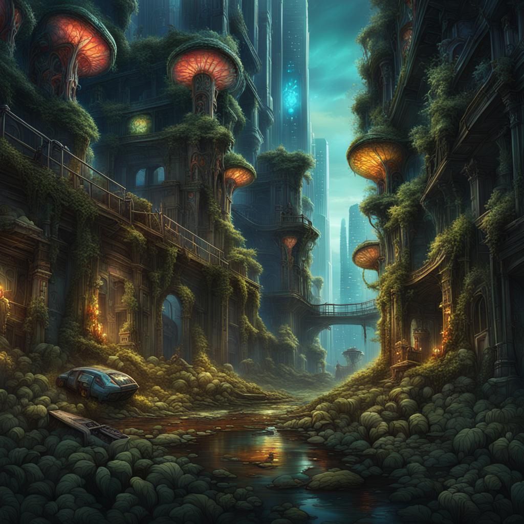 a post-apocalyptic world where nature has reclaimed the ruin...