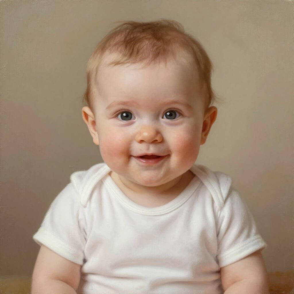 Tender Oil Painting of a Sweet Baby Girl