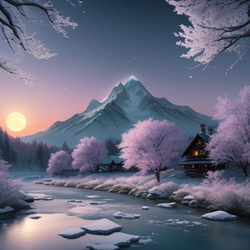 Yin-Yang Landscape with Spring and Winter Worlds