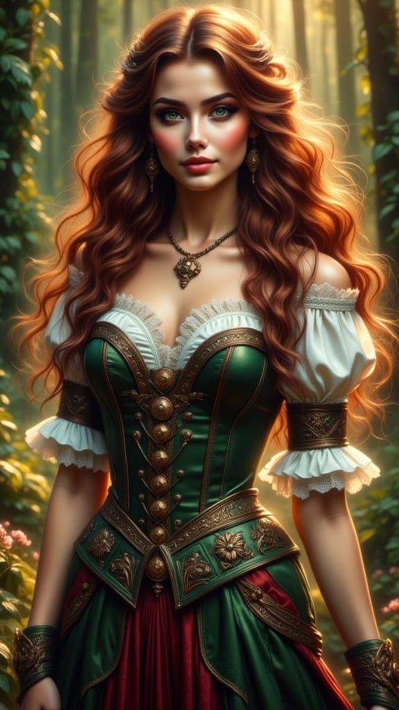 Regal Celtic Warrior Queen in Gothic Pinup Style