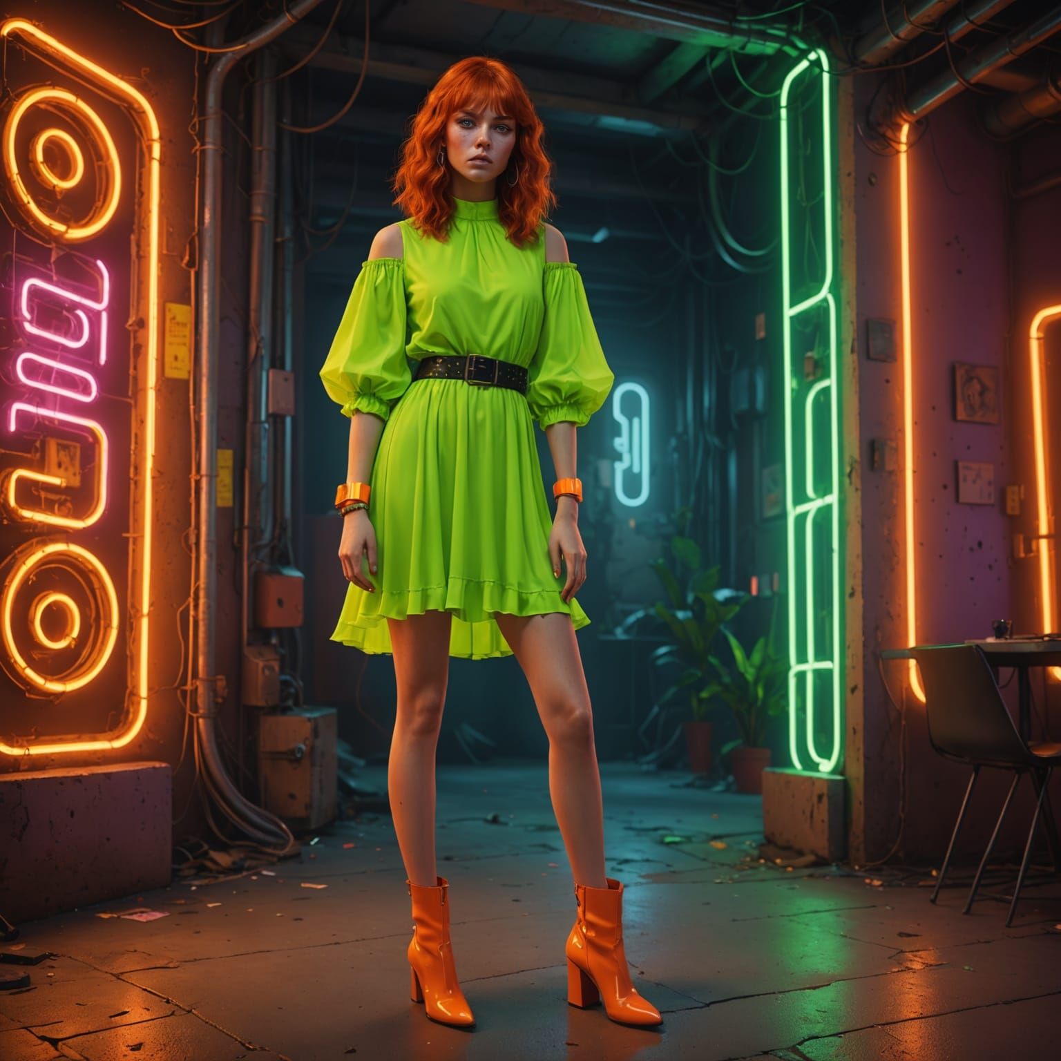 Neon Green And Neon Orange  by @Chloe