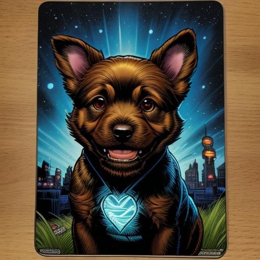 glowing puppy smiling