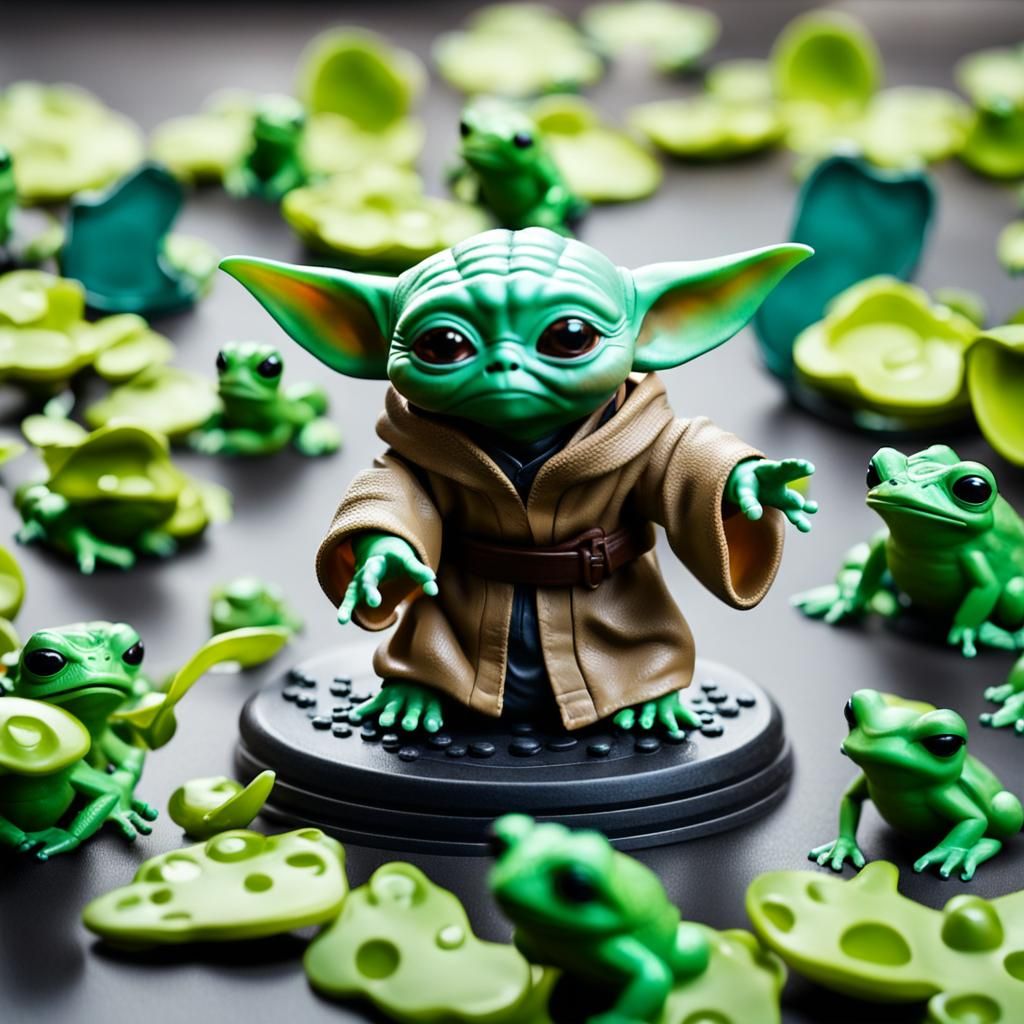 Articulated plastic figurine of Grogu (baby Yoda)
