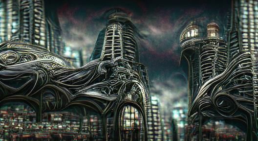 Grimdark Art Nouveau H.R. Giger Sci-Fi Skyscrapers 8k3D