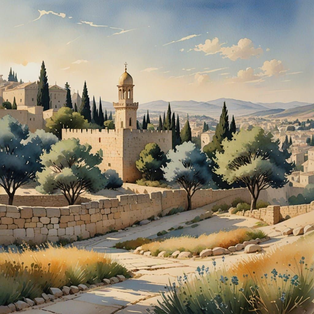 Serene Jerusalem Temple in Soft Golden Light