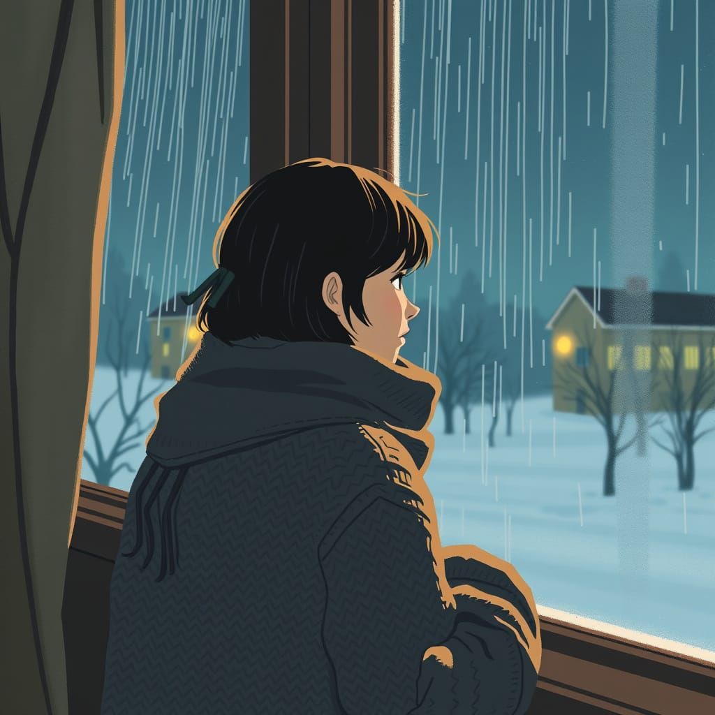 Melancholic Person Searches for Spring, Moody Landscape Art