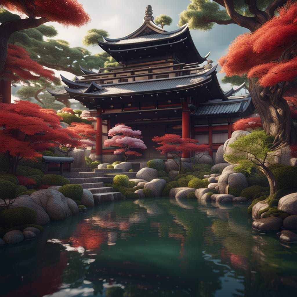 A Japanese Garden - AI Generated Artwork - NightCafe Creator