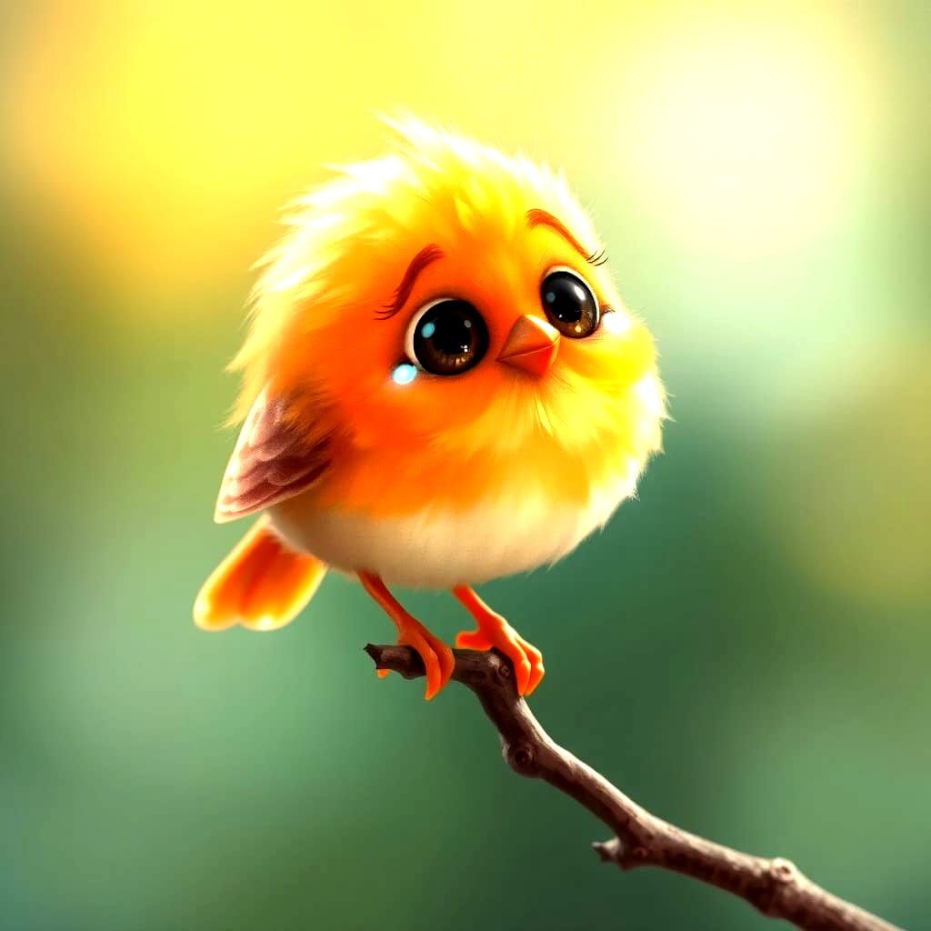 Whimsical Watercolor Bird in Tears