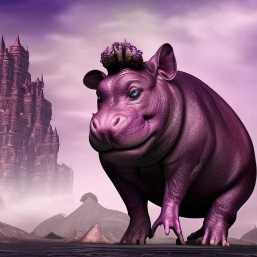 The house hippo is purple. AI Generated Artwork NightCafe Creator