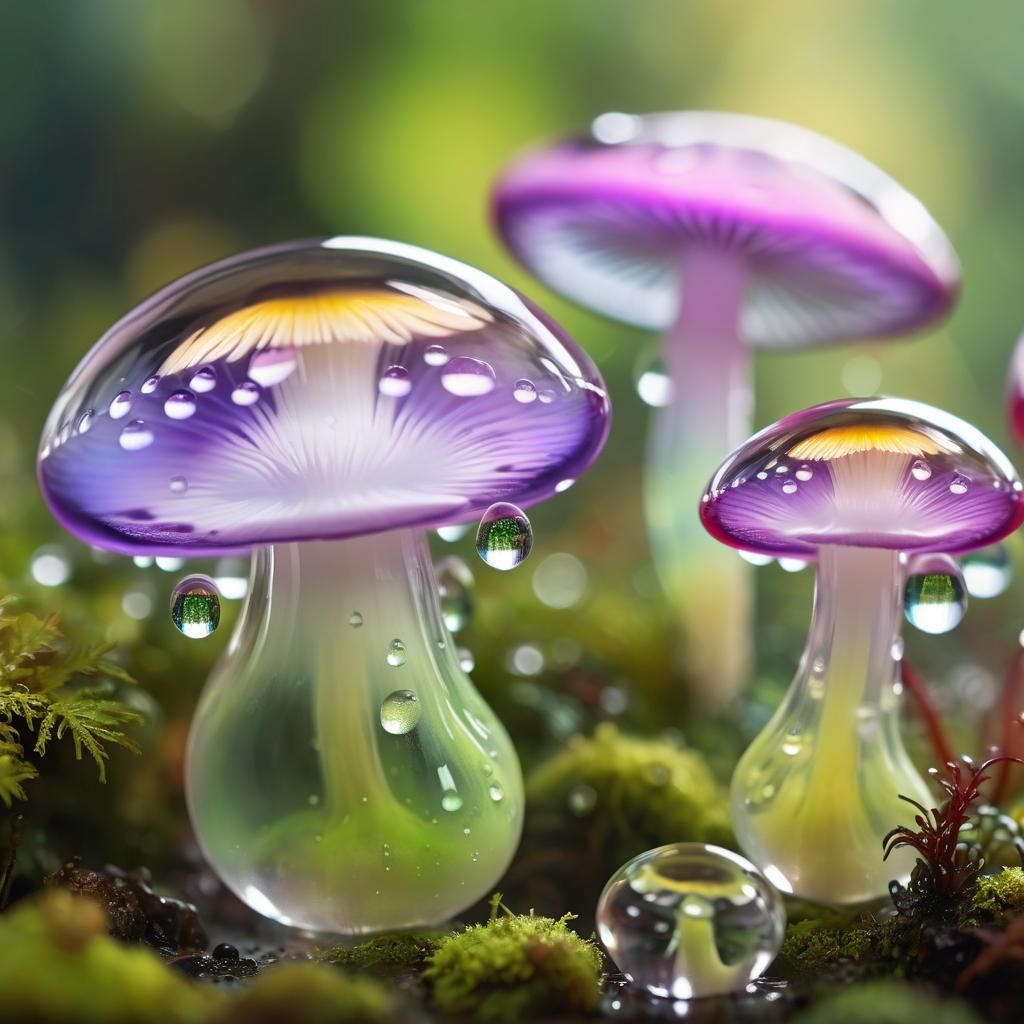 Glass Mushrooms  by @Typhooncat