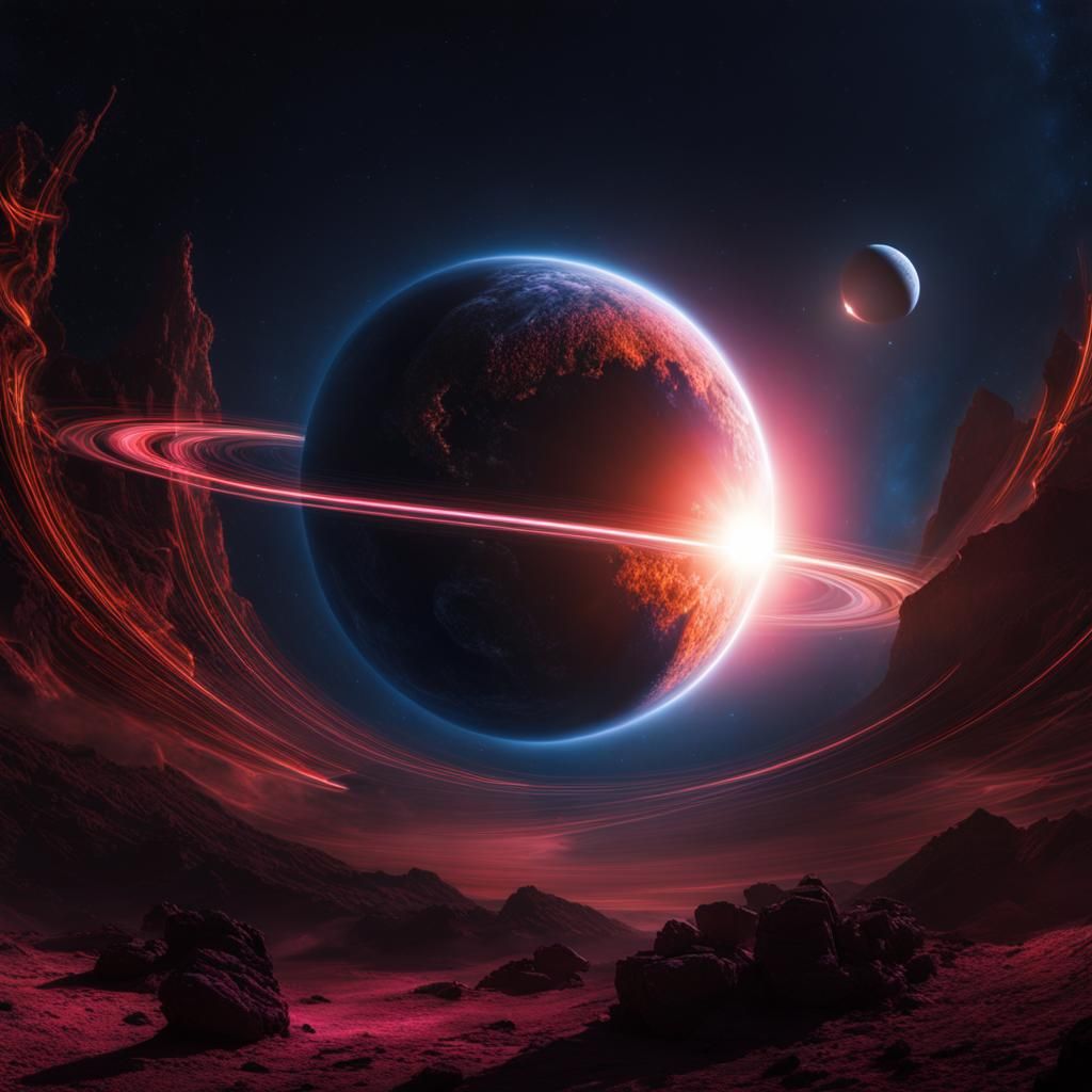 pink ring and a moon