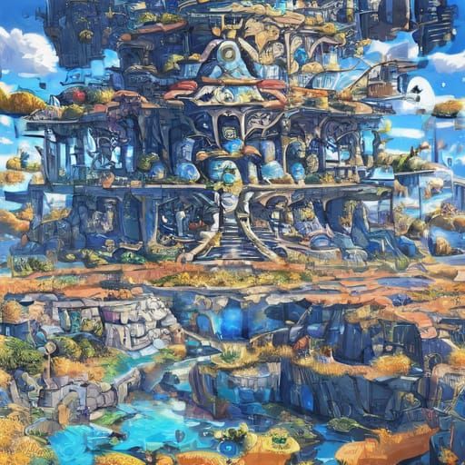 Surreal Cityscape in Pastel Colors