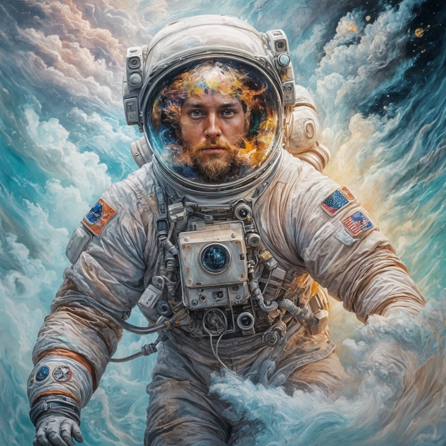 Whimsical Cosmic Odyssey in Soft Pastels