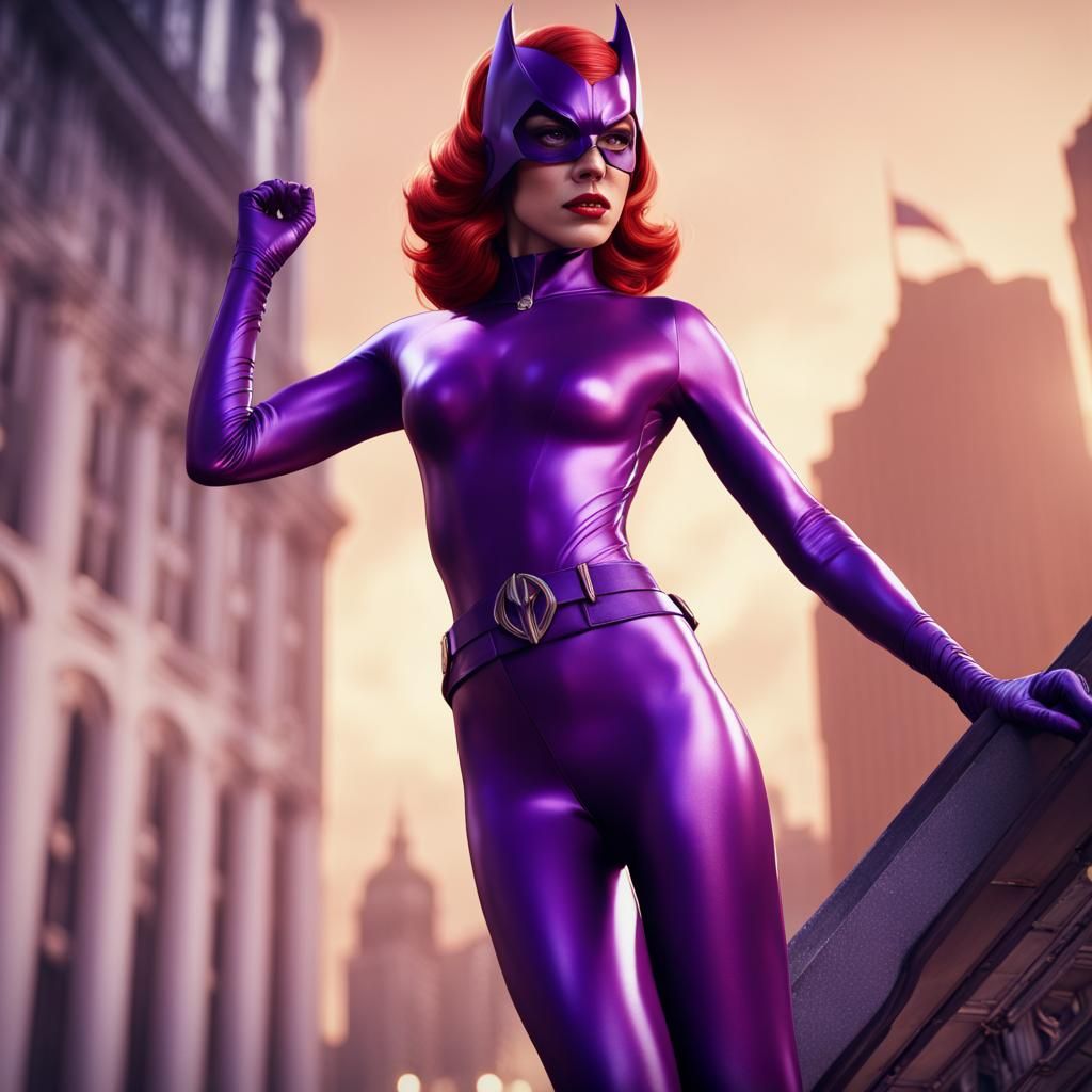 1966 batwoman actress shiny purple tights