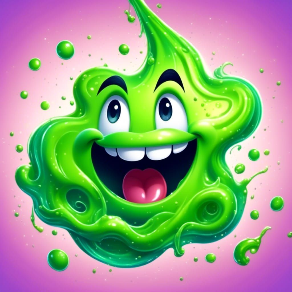 Grinning goofy face with slime dripping out of its mouth - AI Generated ...