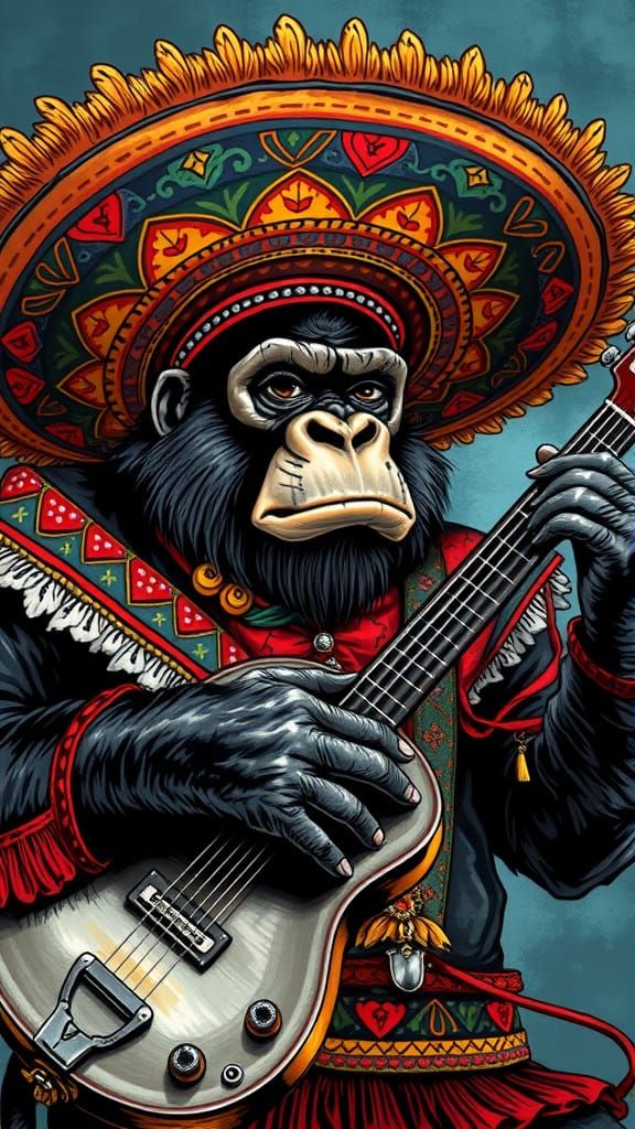 Mariachi Gorilla  by @Non-Moose