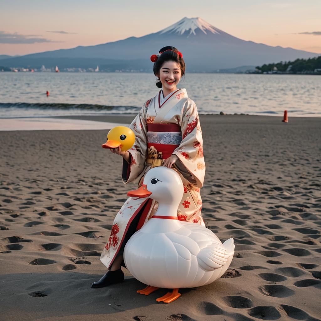 Geisha on the beach