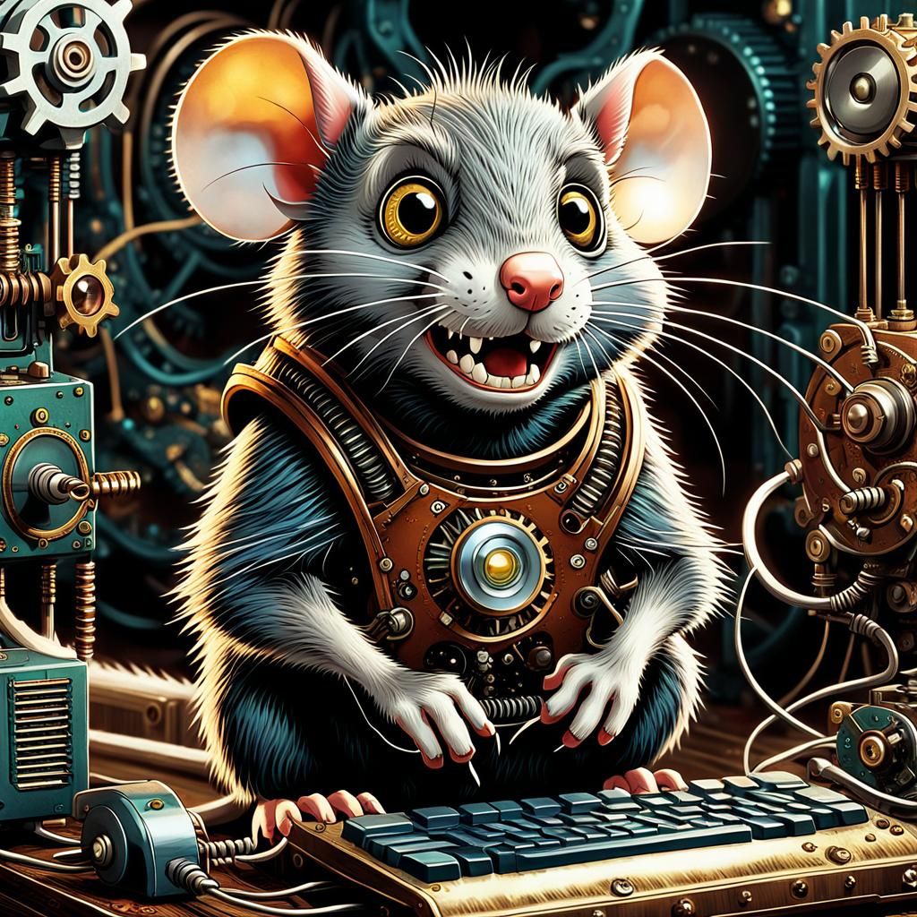 A captivating illustration of Ratfink, a cartoon rat with sh...