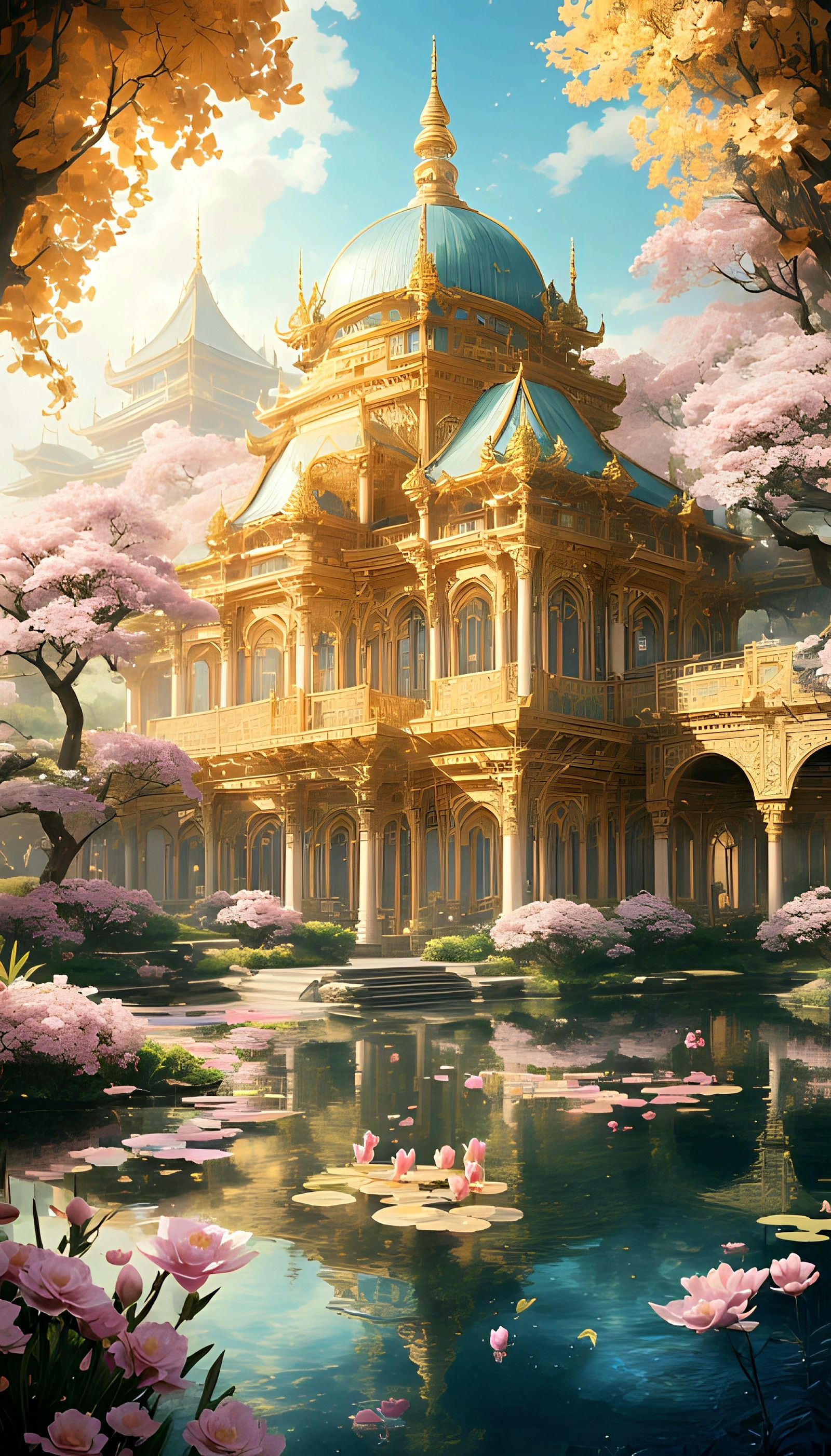 A slightly different version of a golden castle I generated some days ago