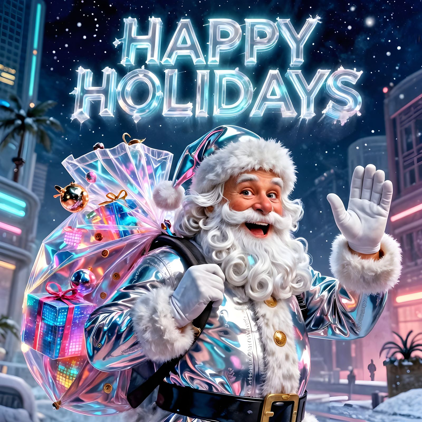 "Beep Beep, Ho Ho Ho! Santa 2.0's Holographic Glitchmas"  by @Lisa Beg - Art of My Heart