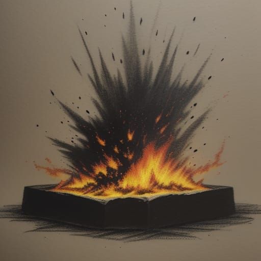 Photorealistic Pencil Drawing of Burning Paper