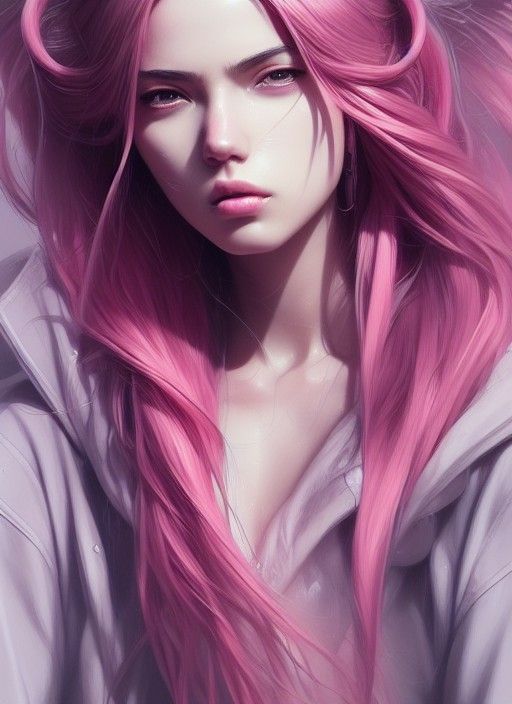 Woman in Pink Streetwear: Hyper-Realistic Digital Art