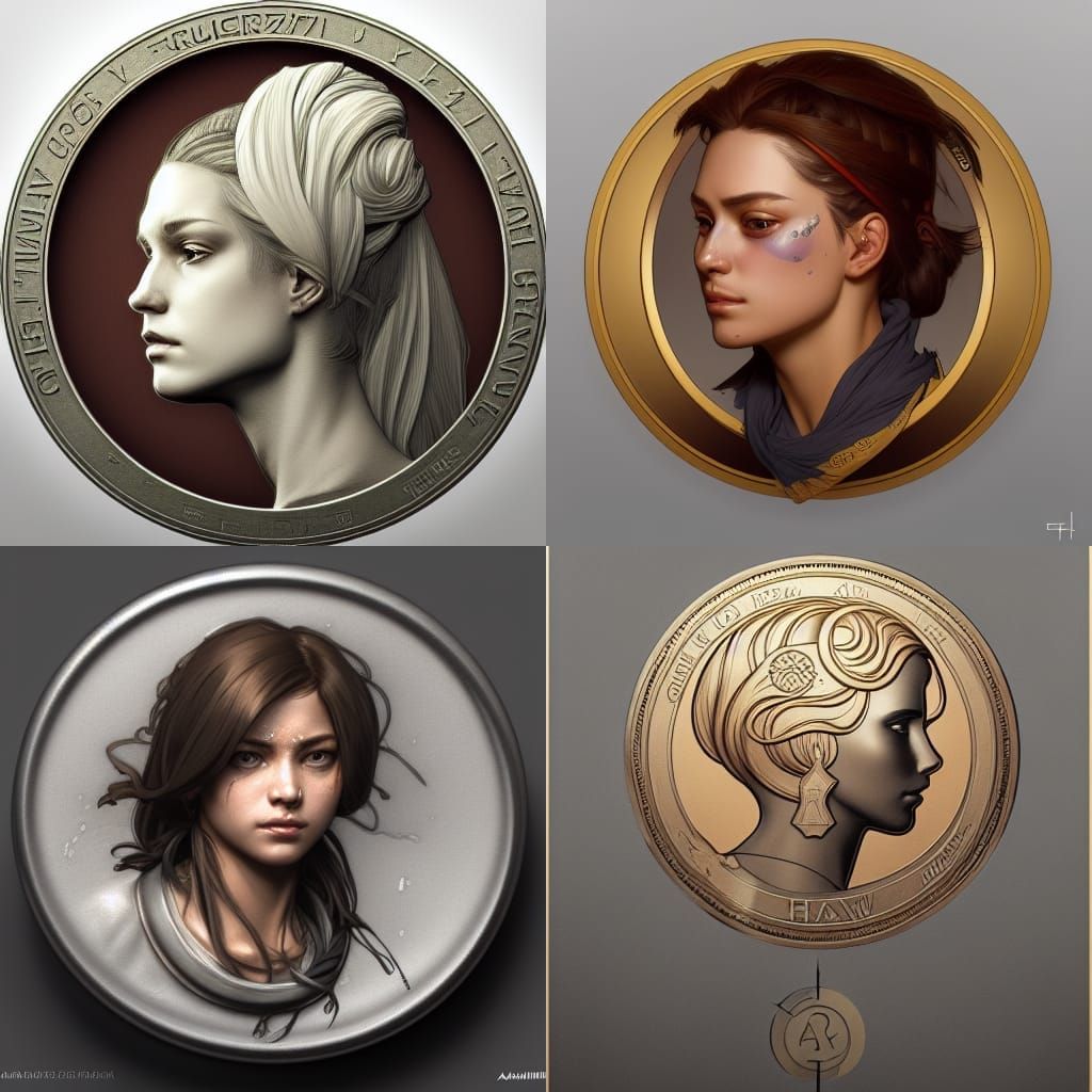 A coin with the design of a female fighter