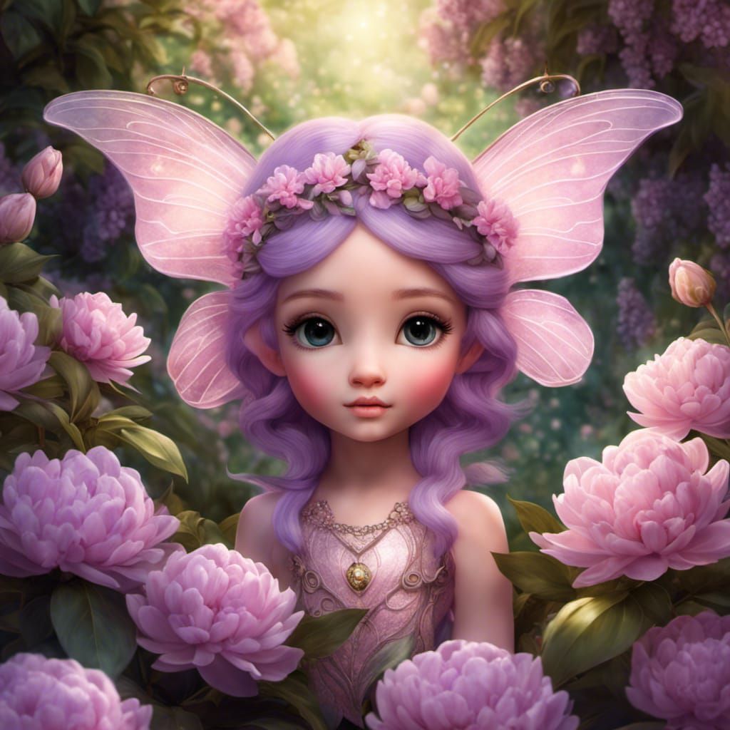 Fae Creature in Pink Peonies - AI Generated Artwork - NightCafe Creator