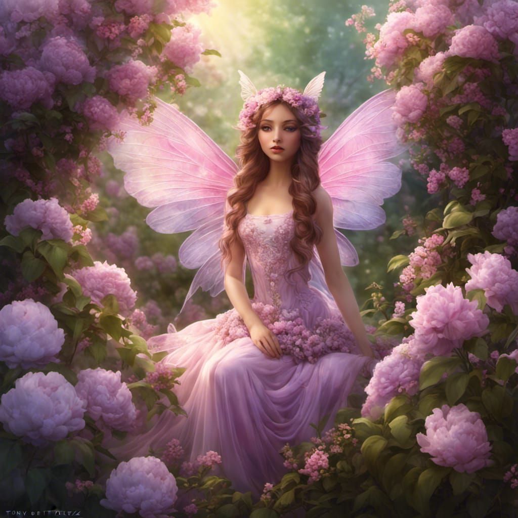 Fae Creature in Pink Peonies - AI Generated Artwork - NightCafe Creator