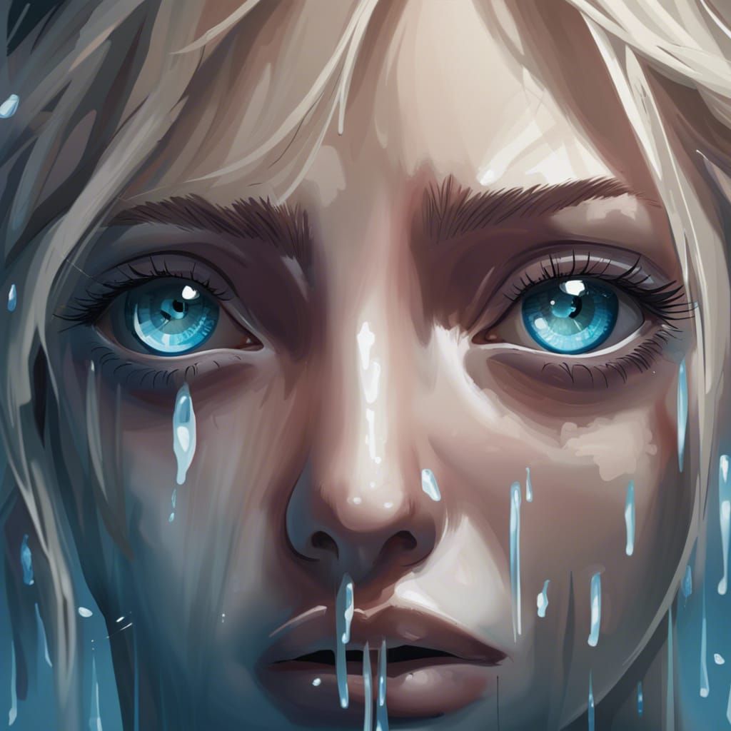 soulless beautiful blonde woman with blue/gray eyes drowning in her own ...