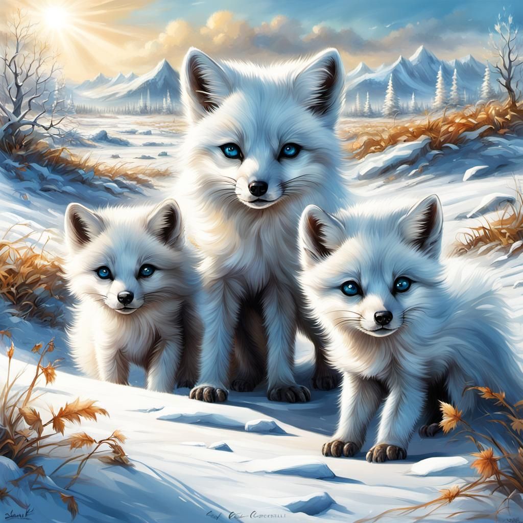 Baby Arctic foxes - AI Generated Artwork - NightCafe Creator