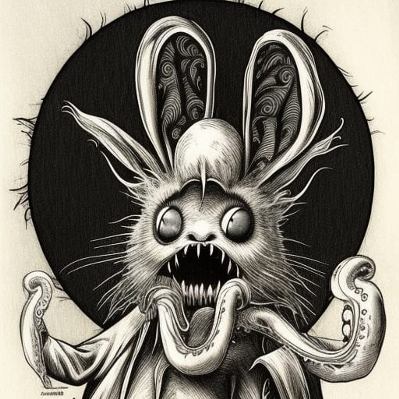 scary bunny drawing