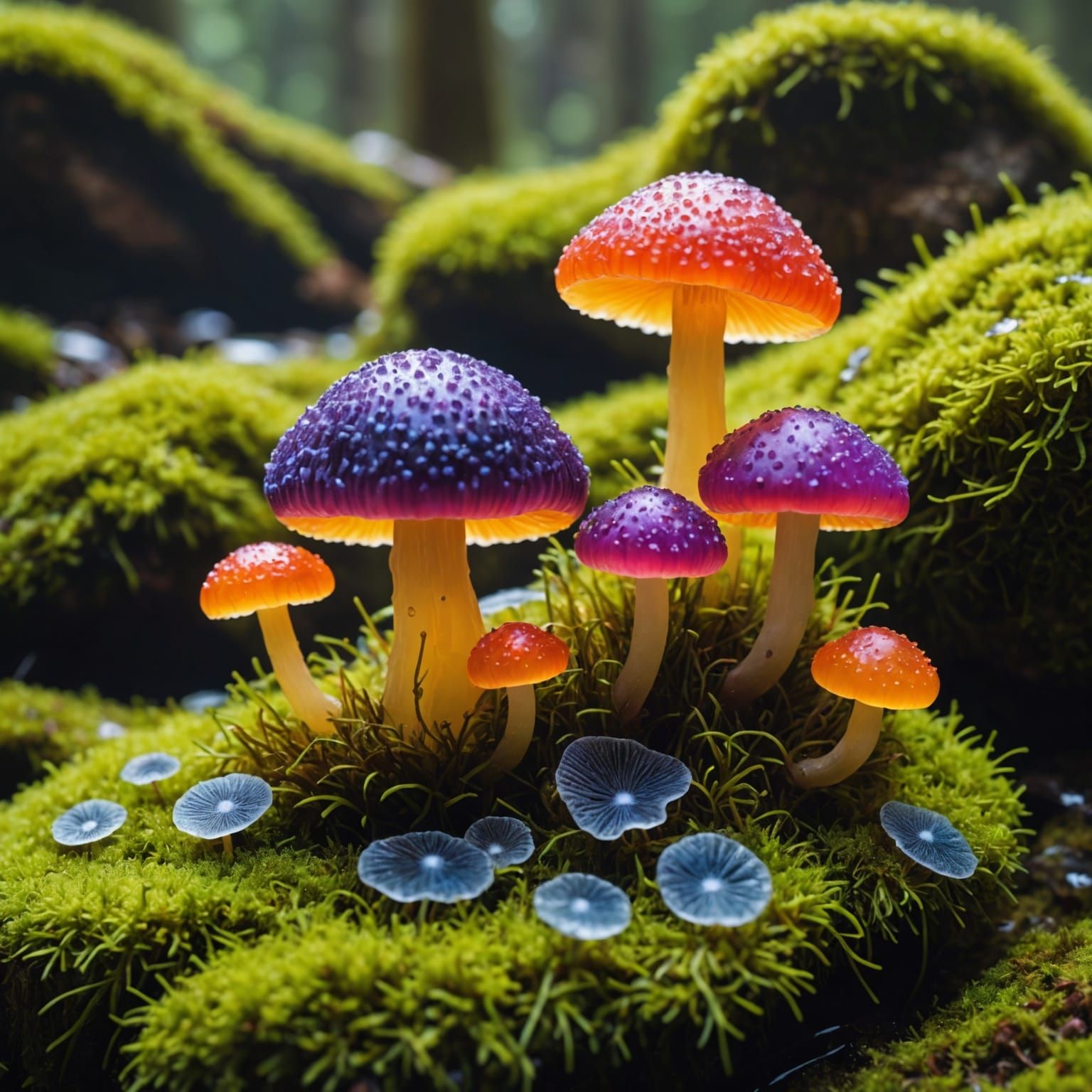 Jelly mushroom on jelly moss - AI Generated Artwork - NightCafe Creator