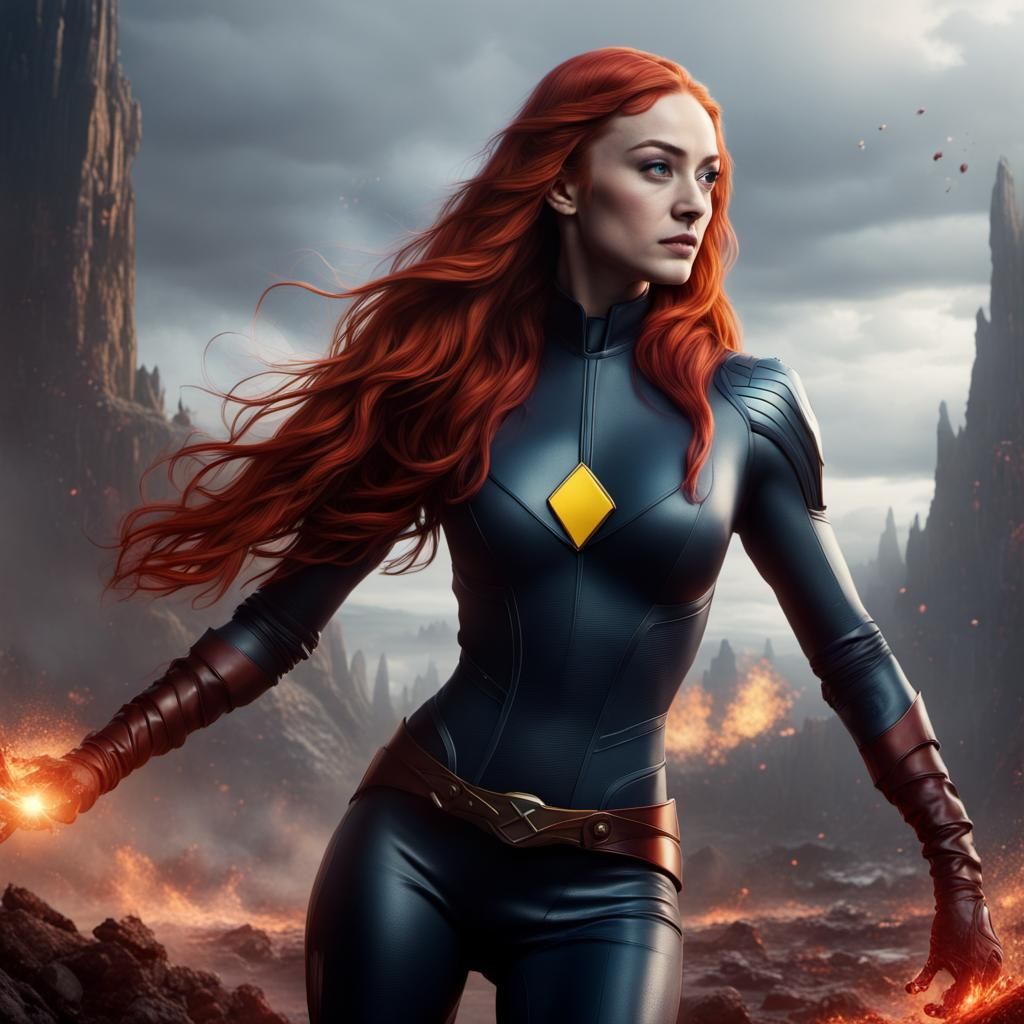 Sophie Turner as Jean Grey of the Xmen - AI Generated Artwork ...