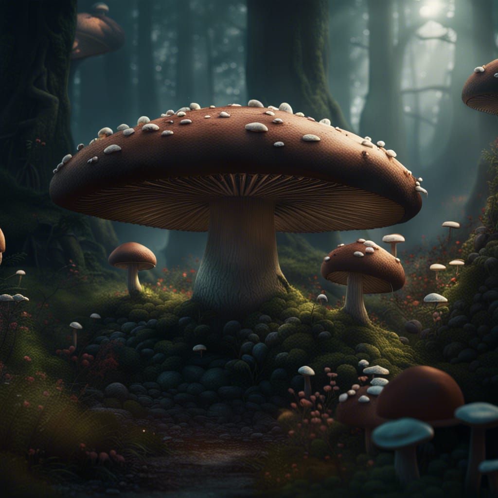 A Mushroom Forest - Ai Generated Artwork - Nightcafe Creator