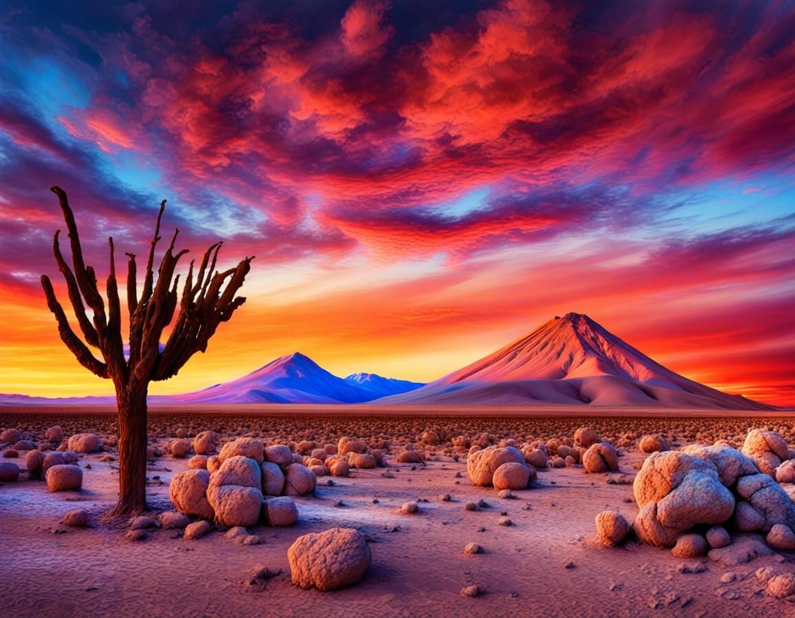 (Atacama desert:1.3), colorful sunrise, victorian gothic, fantastical ...