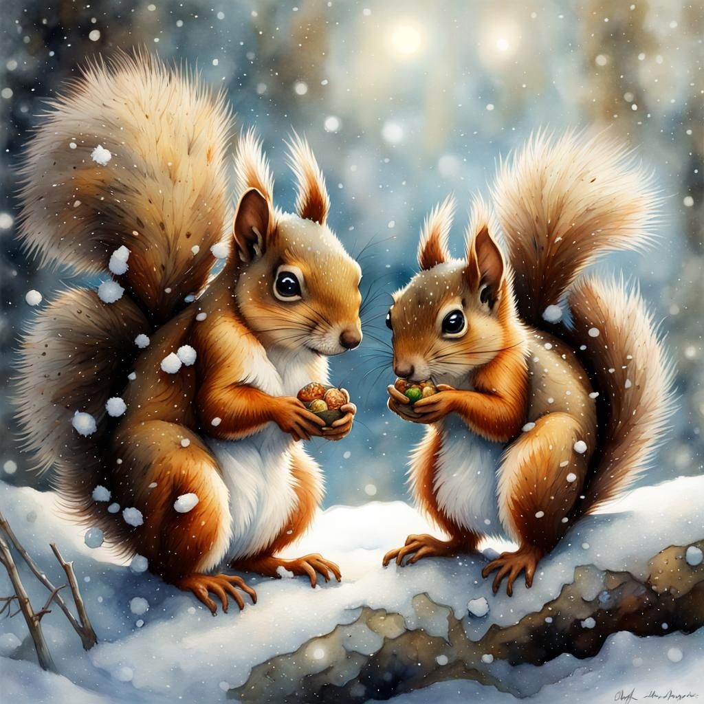 Cute squirrel couple. - AI Generated Artwork - NightCafe Creator