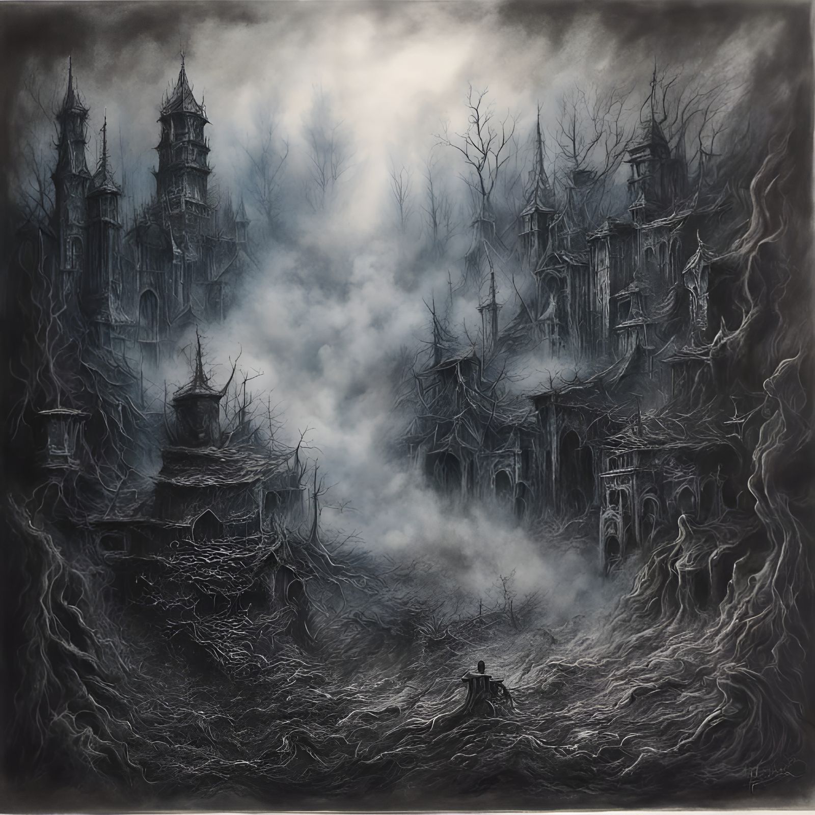 blue mystic fog in hell,black metal covert art - AI Generated Artwork ...