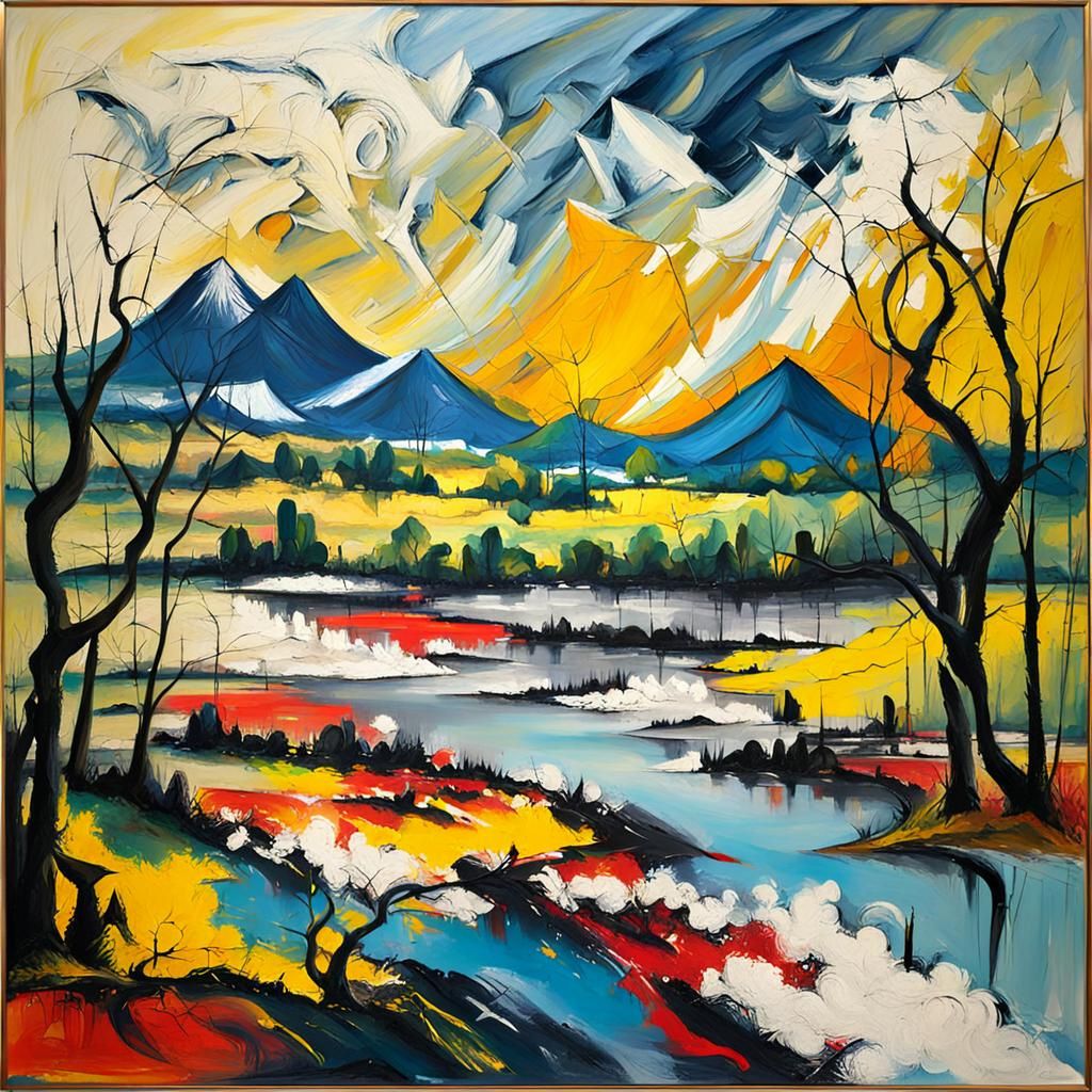painting in the style of Willem de Kooning. abstract express...