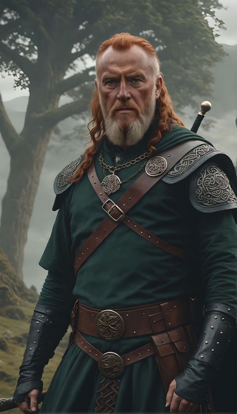 The lion of Ireland Brian Boru, Brian Mackenedy. In his prime. The Irish prince. Ready for battle. Red haired and terrifing to all