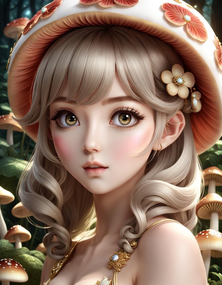 Sweet Mushroom Girl - AI Generated Artwork - NightCafe Creator