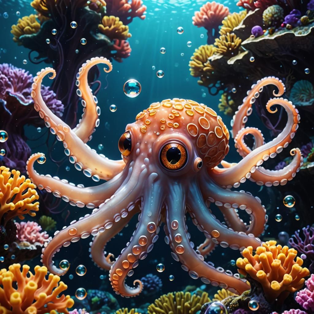 Orange Octopus  by @DragonIdk